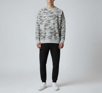ALPHA INDUSTRIES Sweatshirt Homme SMALL Pullover Col Rond Imprimé Camouflage - Photo 1/4