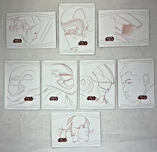 STAR WARS: THE LAST JEDI 2017 Complete RED CHARACTER ILLUSTRATIONS 8 Card Set