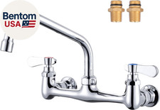 Commercial Sink Faucet with 8  Swivel Spout, 8" Center Wall Mount Kitchen Faucet