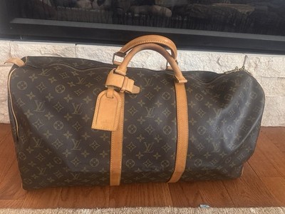 Louis Vuitton Authentic Keepall L 60 Boston Bag in Brown Monogram
