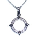 925 sterling silver lab grown diamond .17ct circle pendant necklace ship wheel — photo 1
