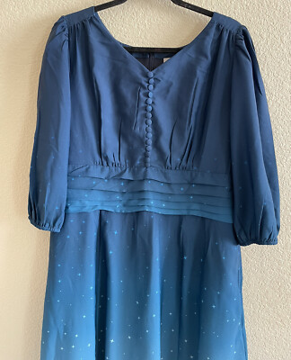 ombre star print crepe pleated empire dress Review} Midnight Sunset with eShakti