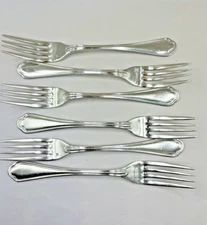6 FORTESSA 18-10 Flatware Stainless Steel MEDICI Set of Six Dinner Forks  8.25"