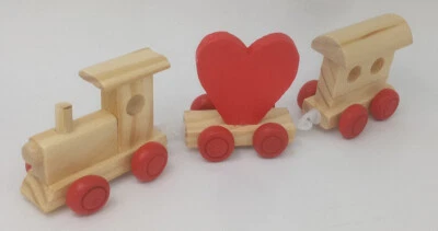 MARKENLOS Holzzug Eisenbahn Liebe HERZ VALENTINSTAG Geschenk Love Lokomotive Muttertag