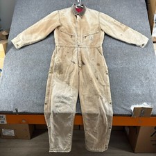 VINTAGE Carhartt Coveralls Mens 44T Brown Tan Canvas Quilted Lined Insulated USA