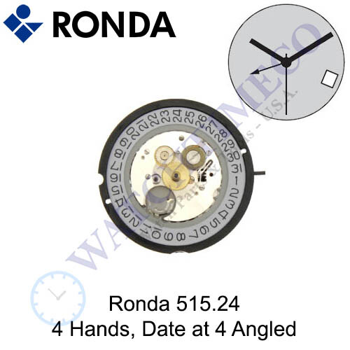 Genuine Ronda 515 24 Hour GMT Watch Movement Swiss Parts 4 Hands Date genuine-ronda-515-24-hour-gmt-watch-movement-swiss-parts-4-hands-date
