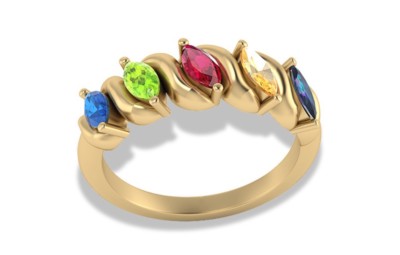 Personalisierter 14K Gelbgold Geburtsstein Stein Mutterring 
