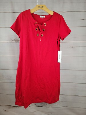 calvin klein shirt dress red Calvin Klein Short Sleeve Polo Shirt Dress In Red