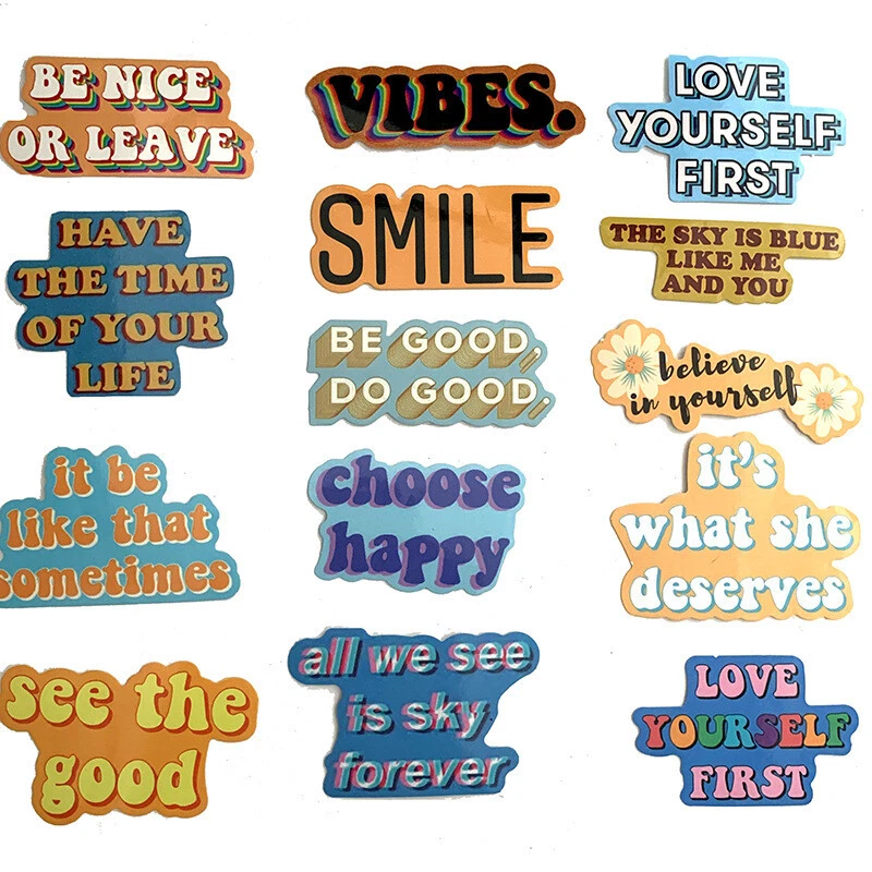 40/50pcs Encourage Positive Inspiring Words Stickers Vinyl Decals Laptop Skate