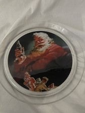 Coca Cola Santa glass platter 13 inches 1994