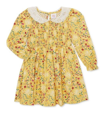 Wonder Nation Ditsy Floral Dress Size 18 Months Yellow Easter Boho Collar NEW