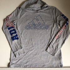 ADIDAS Big Logo Gray Pullover Hoodie Youth Size XL 18/20 Long Sleeve Logo