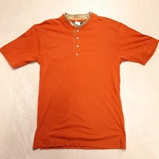 Realtree Mens SS 4 Button Henley Sz.Small/Orange/Crew/100% Cotton-Camouflage 