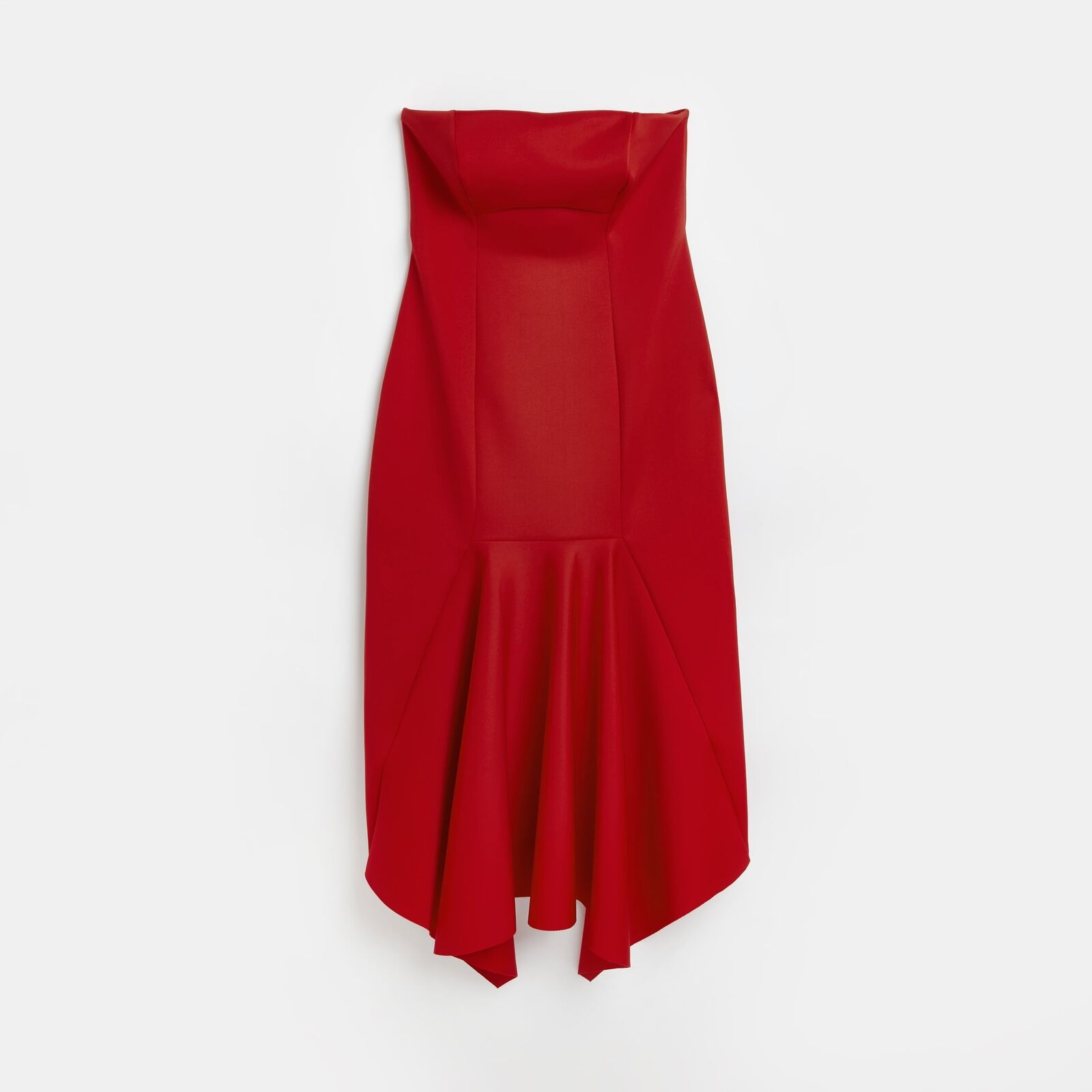 River Island Womens Midi Dress Red Satin Bandeau Stylish | eBay