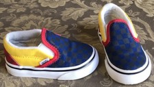 Vans SLIP ON V Blue/ Yellow/ Red White Unisex Infant/ Toddler Sz 4 CUTE