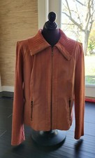 Vintage Women's Live A Little Salmon Leather Sweater Jacket Size Large RARE
