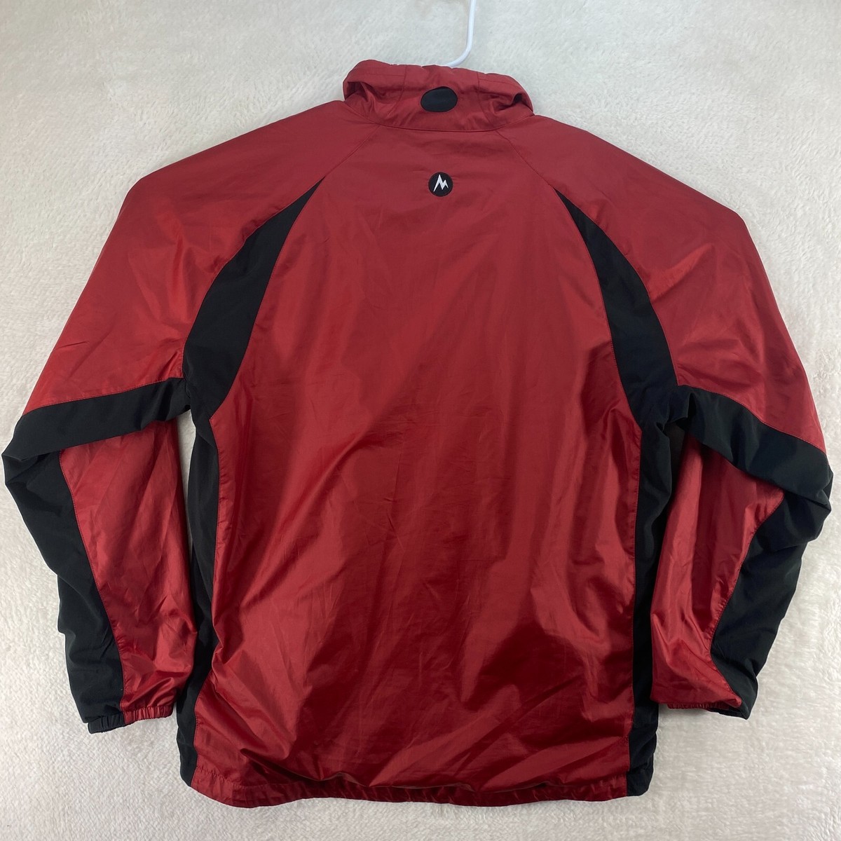 Marmot Fleece Lined Full Zip Lightweight Red Black Windbreaker