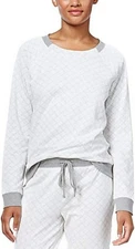 New Alfani Women Quilted-Style Pajama Top, Grey Diamond, Small
