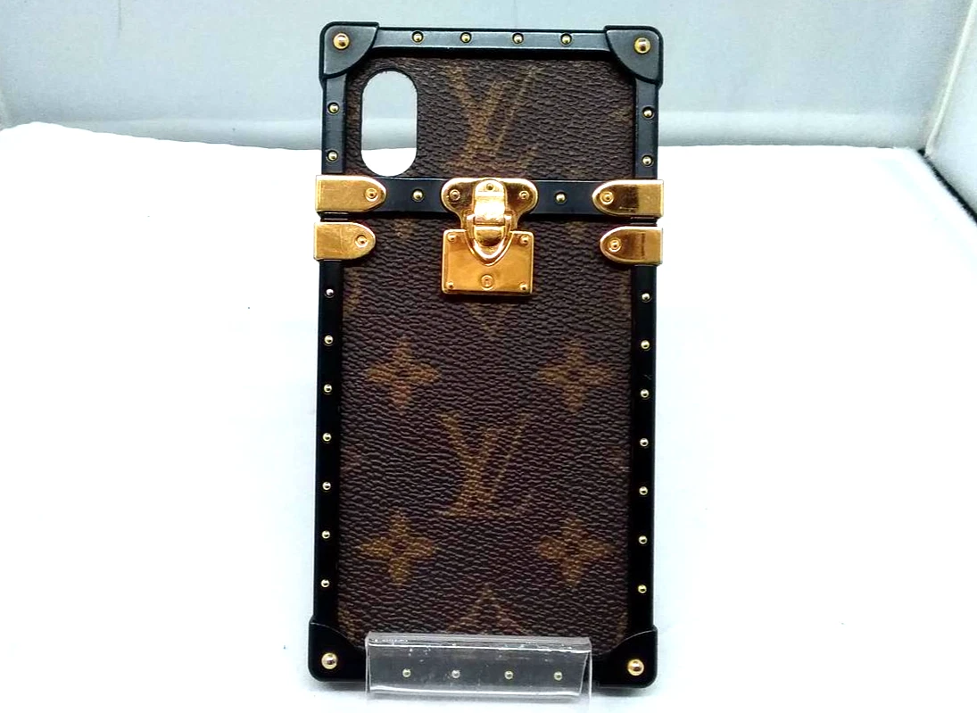 Louis Vuitton Monogram Eye Trunk iPhone X Cell Phone Case Brown Gold with  Strap