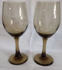 Wine Water Goblet Stemmed Glasses Brown, 8.25" Tall, 15 fl oz to Rim, Set of 2
