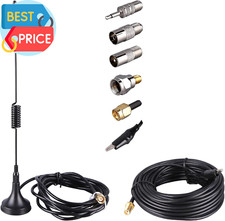 Portable Radio Signal Antenna Sma-Male, Outdoor TV FM Stereo Antenna,33Ft Ultra-