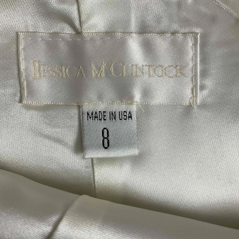 NUEVO CON ETIQUETAS Jessica McClintock Marfil Bordado Floral Manga Larga 3 Piezas Falda Traje 8 Foto 3 de 4