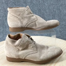 Franco Sarto Boots Womens 7.5 M Pebbles Ankle Chukka Lace Up Flats Beige Leather