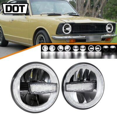 AUXBEAM 7'' Round LED Headlights DRL Hi/Lo Beam Projector Lamp For Toyota Corolla