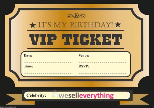 20 VIP TICKET INVITE BIRTHDAY PARTY INVITATIONS KIDS BOYS GIRLS ADULTS