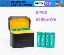 PUJIMAX 3400mWh 1.5V Rechargeable AA Lithium-ion 8 PCS Batteries + Charging Dock