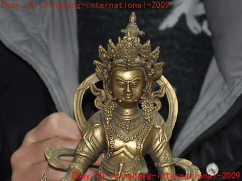8"Tibetan Buddhism Bronze Tantra wealth God Yellow Jambhala Mammon Buddha statue - Picture 2 of 8