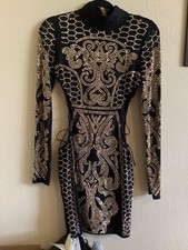 fashion nove black/silver rhinestones dress