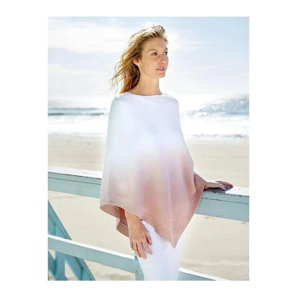 Barefoot Dreams CozyChic Ultra Lite Ocean Breeze Poncho Ombré Rose One Size