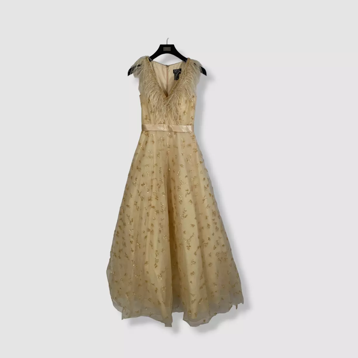 Basix feather sale embellished gown