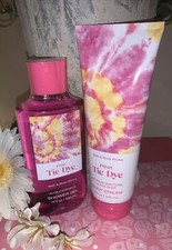 Bath and Body Works PINK TIE DYE Body Cream  Shower Gel 2 Pc Gift Set   