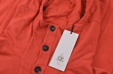 C.P. Company NWT Hoodie Sweatshirt Size L In Solid Orange Button Up Neck 