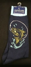 Juncture - Fishing - Navy/Lt Blue Socks - Size Men's 6-12 - Novelty Socks 