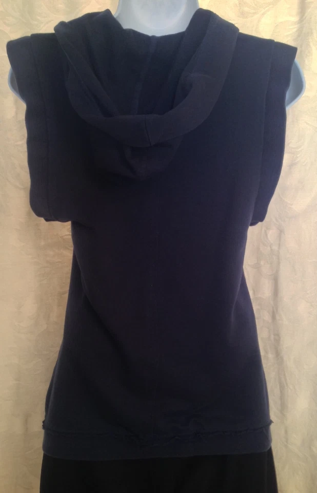 URBAN BEHAVIOR Juniors Size XS Navy Blue Fleece V-Neck Snap Front Hoodie TOP - Image 3 of 3