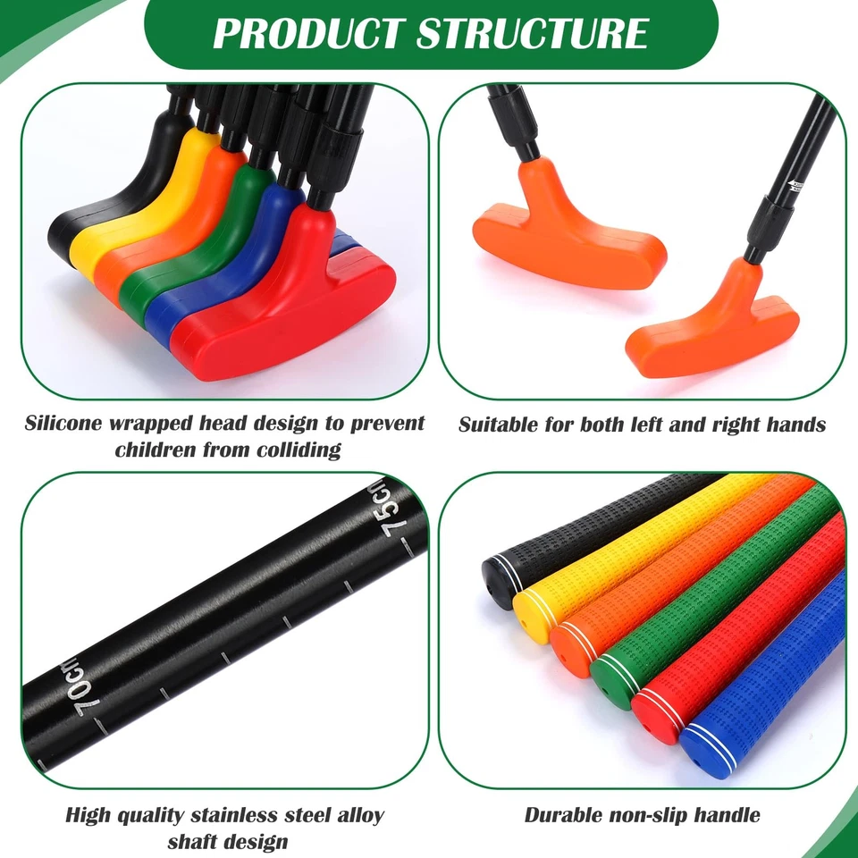 Juego de 6 putters de golf Wettarn para hombre y mujer bidireccionales mini color brillante Foto 4 de 4