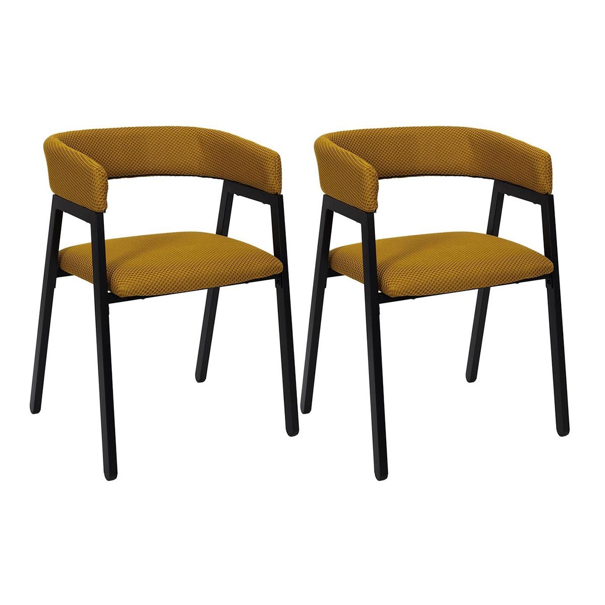 Chaise jaune Atome 74cm lot de 2 fauteuils de table modernes en résine