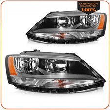 2pcs Pair Headlights Assembly For 2011-2018 Volkswagen Jetta Sedan Mk6 Black