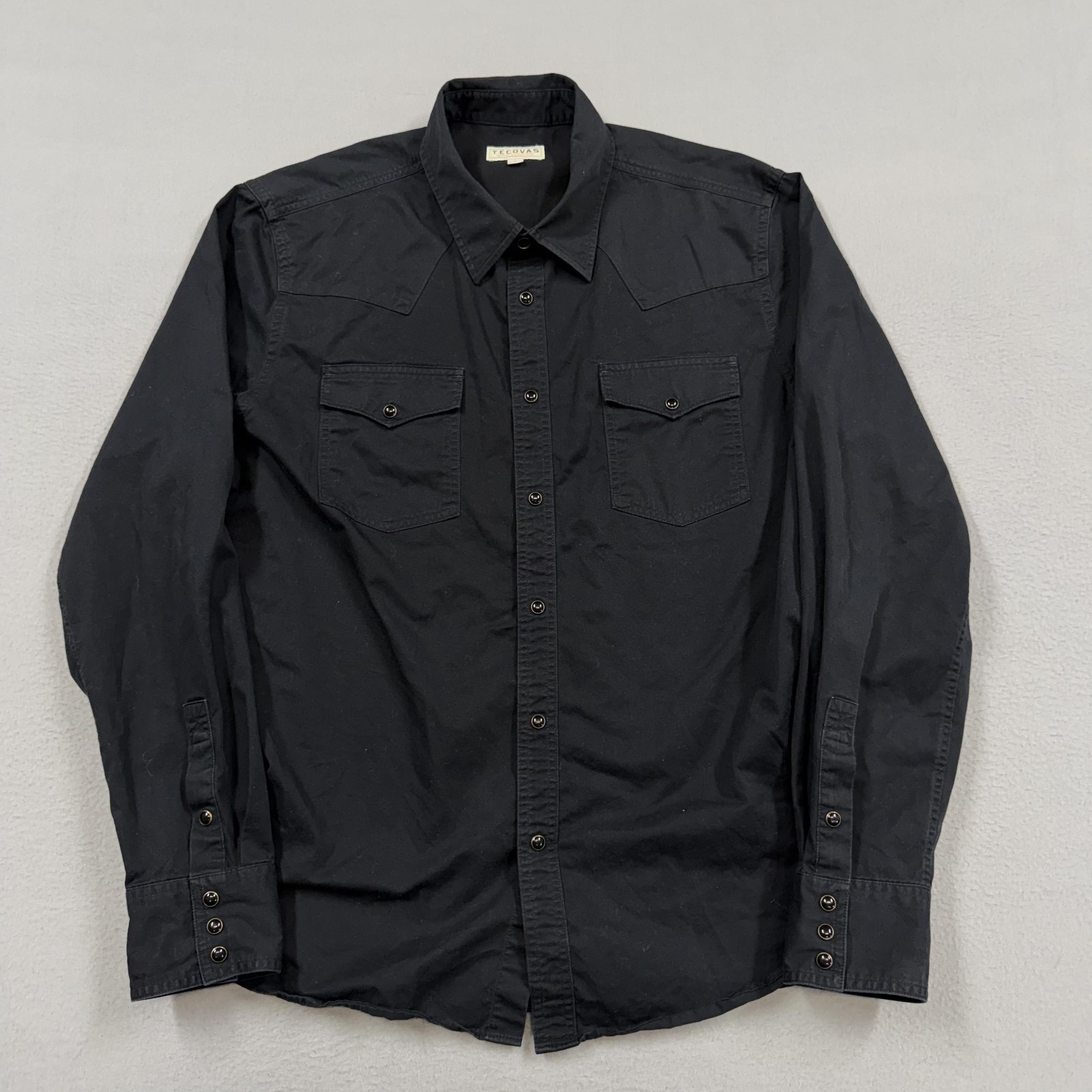 Tecovas Shirt Mens Large Black Long Sleeve Western Snap Pockets Cowboy