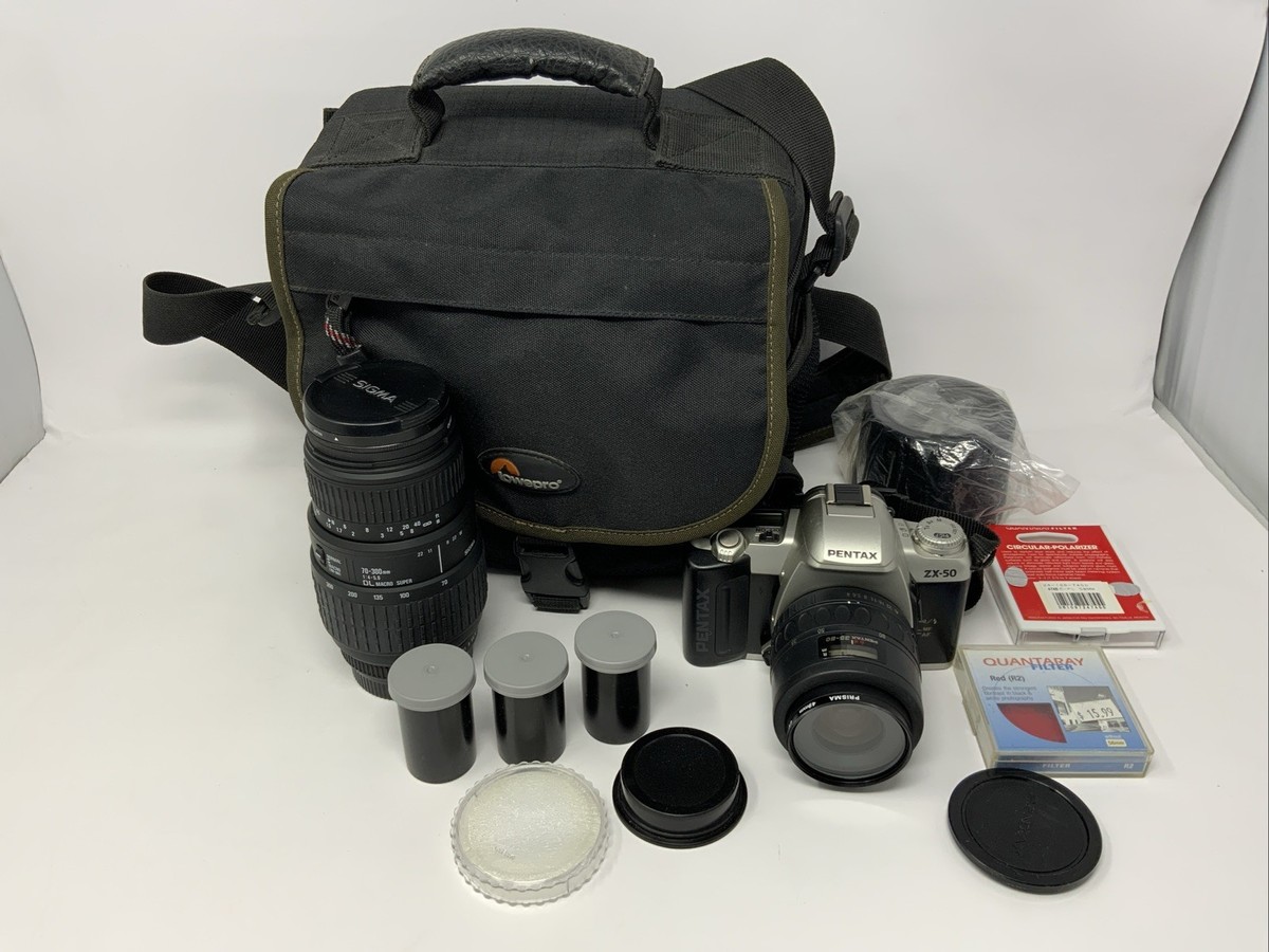 Pentax ZX-50 SLR 35mm 3 Film Camera 35-80 Lens Quantaray 70