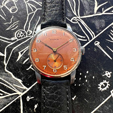 Cyma Men's Vintage Swiss Made Manual Wind Copper Dial Small Seconds Watch