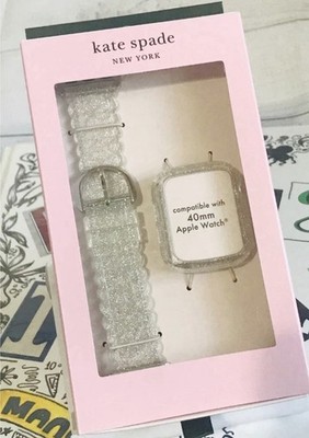 Kate Spade Apple Watch Silver glitter jelly 40mm Case & Band Set KSS0131SET