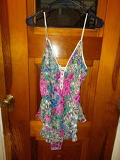 Vintage Victoria  s Secret Gold Label Bodysuit Lingerie Floral Size Large