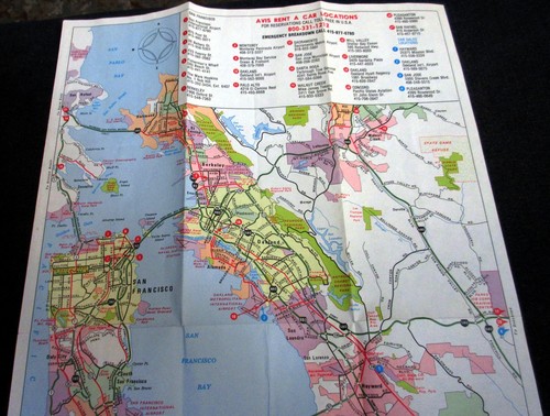 AVIS Rent a Car Location & Map of San Francisco Bay Area - 1989 - Picture 3 of 6
