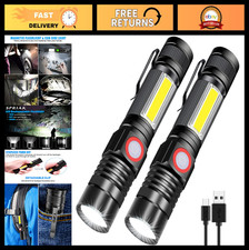 Super Bright Rechargeable LED Flashlight, Magnetic, Zoomable, Waterproof, Tactic