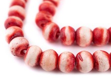 Red Rustic Bone Mala Beads 10mm Nepal Round Large Hole 34 Inch Strand