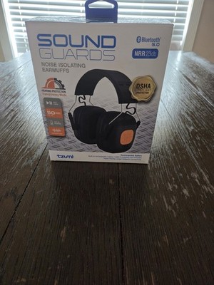 Tzumi Sound Guards Noise Isolating Earmuffs Bluetooth OSHA Compliant NRR23db New